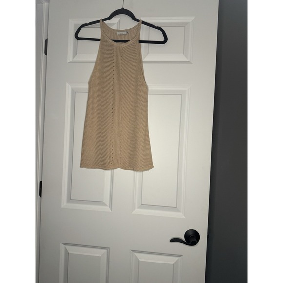 Lush Sweaters - Lush Sleeveless High Neck Knit Sweater Small Taupe